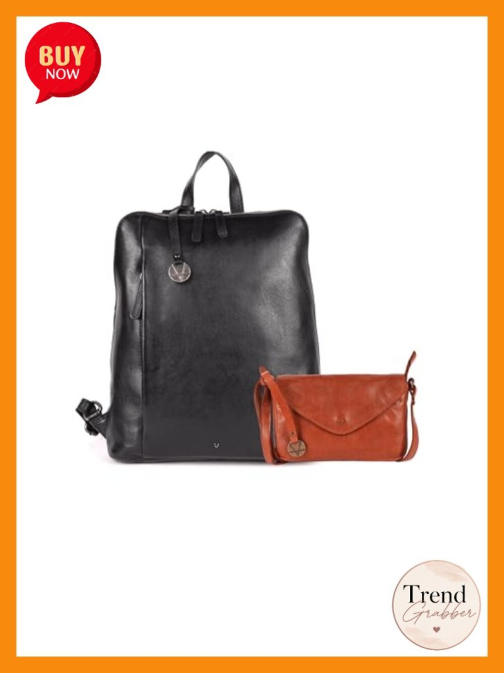 Genuine Leather Backpack & Crossbody Set 14.5" Adjustable Straps RFID